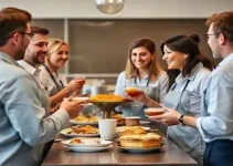 café da manhã em homenagem aos funcionários
